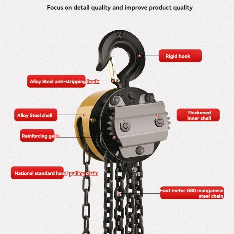 National standard hand chain hoist 2 tons 1 ton 3 tons 5t round manual hoist chain crane inverted chain hoist