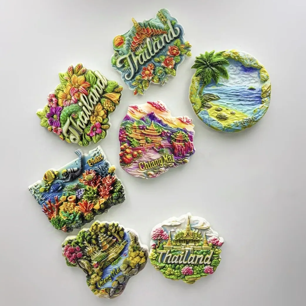 Asia Thailand Resin 3D Fridge Magnets Tourism Souvenir Refrigerator Sticker Handicraft Gift Decoration