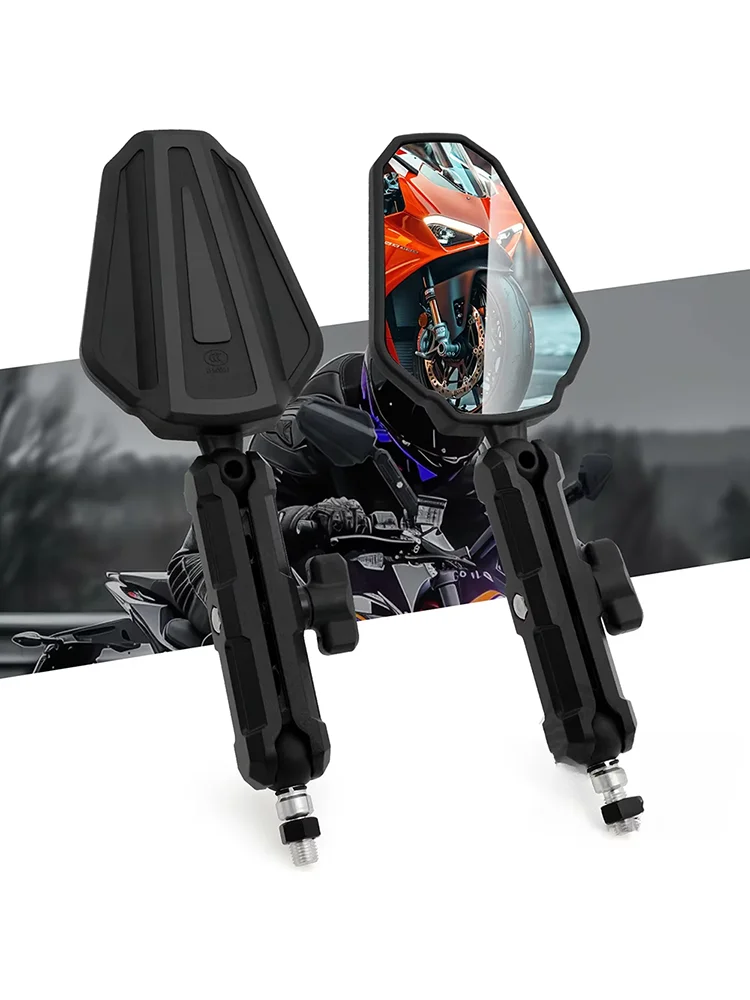 AliExpress NONE Universal Motorcycle Mirrors Angle Adjustable Folding Handlebar Side Mirror Compatible with Adventure Dirt Street Bike ATV