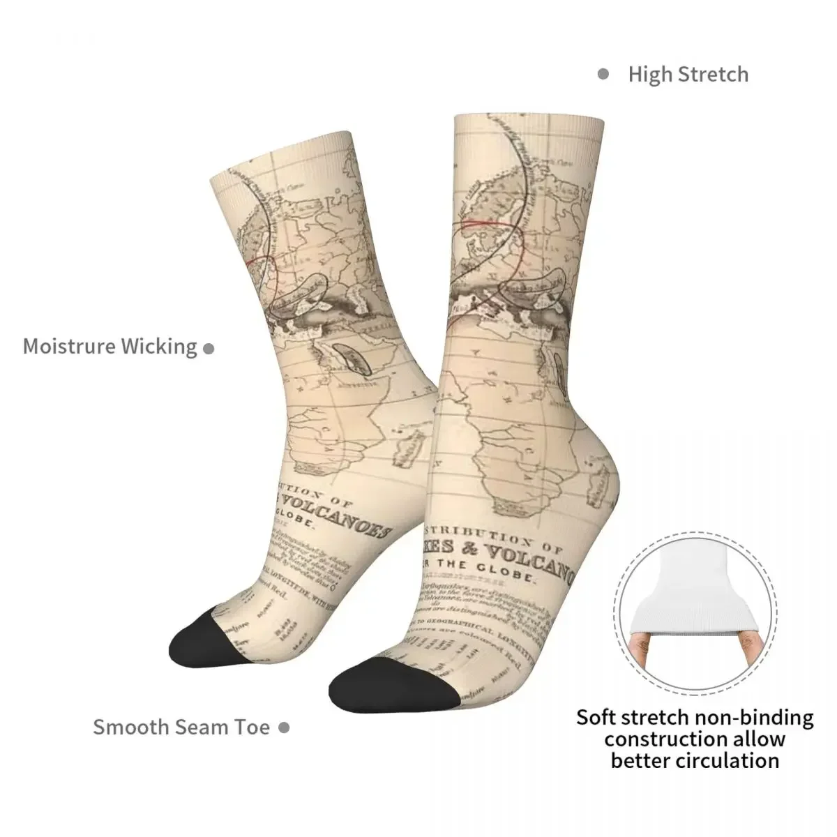 Vintage World ballots, sevents e Tsunamis Map Socks calze morbide calze lunghe per tutte le stagioni per uomo donna regalo di compleanno