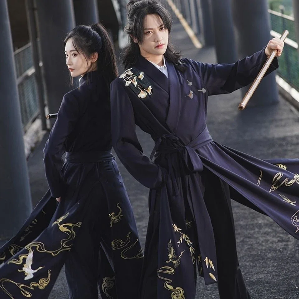 Robes Hanfu de style chinois pour hommes et femmes, vestes trempées de Tang rétro, costume de cosplay de samouraï Anime, ensemble de vêtements financièrement, pantalons de combinaison Y