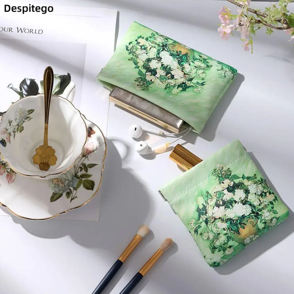 

Portable Creative Oil Painting Small Item Bags Self-closing Coin Purse Leaf Spring Bag