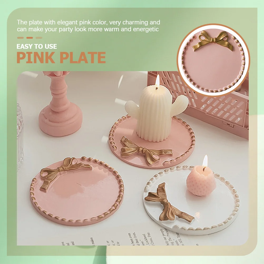 

Round Resin Tray Pink Decorative Holder for Table Centerpiece Warm Atmosphere Tea Light Holder Home Decor