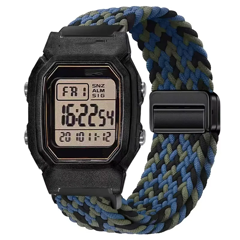 18mm Nylon-Elastikband für Casio AE1200/1300, magnetisches, atmungsaktives Armband für F91W/W218/F108/A159 A158 A168 A169, geflochtenes Band – Detail 8