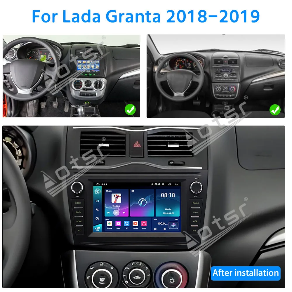 7‘’ Android 14 for Lada GRANTA 2018,2019 RUS WIFI DSP 4G Navigation Apple Carplay Car Radio Touch Car Screen Multimedia Player