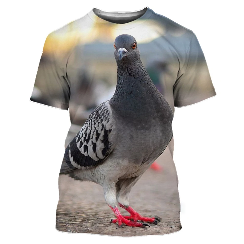 Pigeon T-shirt Bird 3D Print Summer Men Woman T Shirts Streetwear Short Sleeve O-Neck Tees Oversized Harajuku Kids Tops Clothes