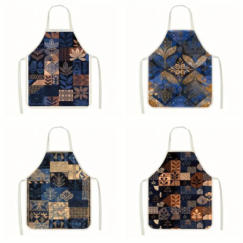

Стильные геометрические фартуки из льна, подходящие для приготовления пищи на кухне, общения родителей и детей, рисования и других мероприятий.