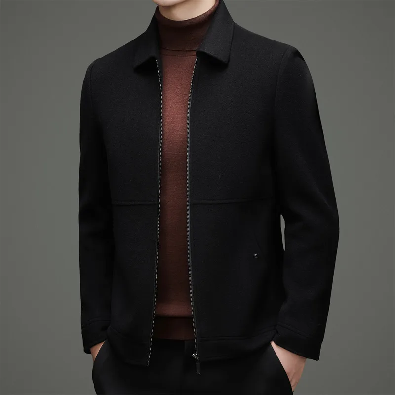 Classic Minimalist Men's Double-Faced Wool Jacket Lightweight Thermal Detachable Down Vest Linning Design Coat Essential Attire