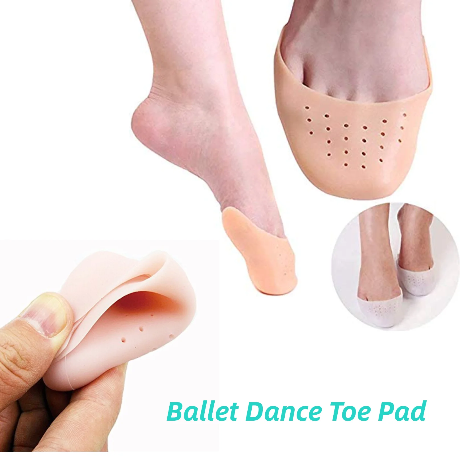 Soft Silicone Gel Pointe Ballet Dance Shoe Toe Pads Foot Care Tool Sole Toe Protector Breathable Hole Dancer Runner Insert