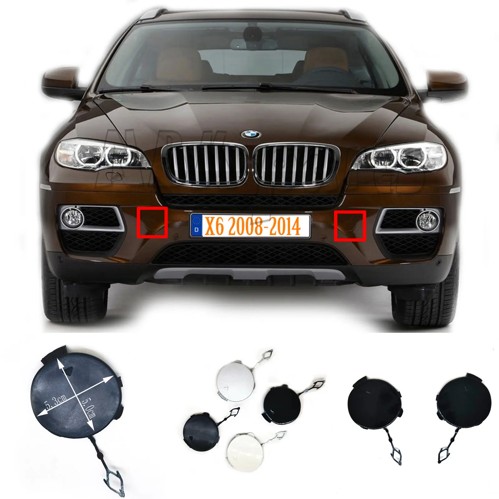 Fit 08-14 Left Right BMW X6 E71 E72 30dX 35dX 35iX 40dX 40iX 50iX Hybrid Front Tow Cover