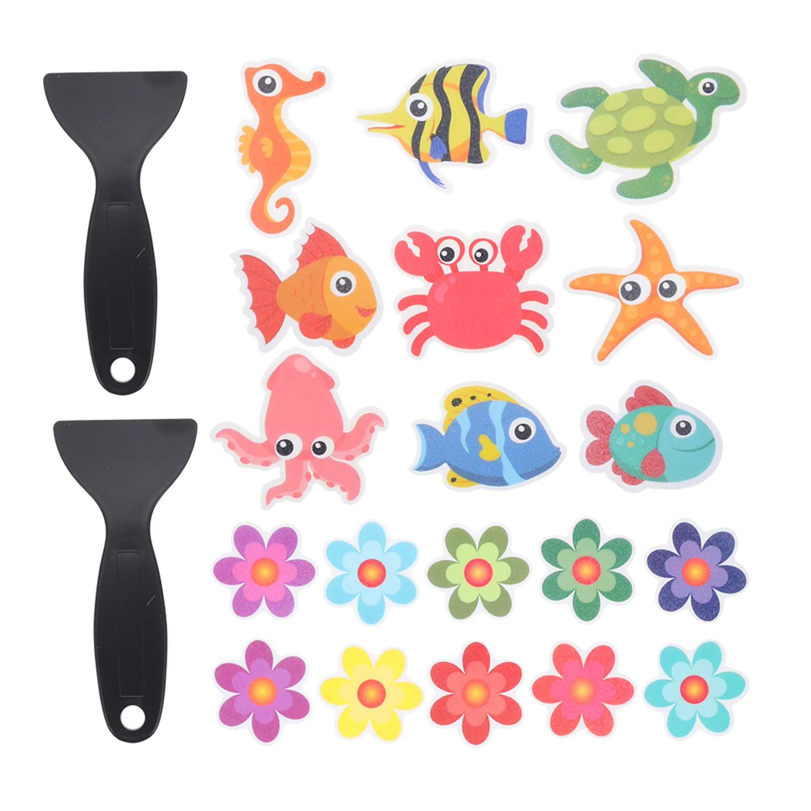 1 set Stiker Bak Mandi Anti Selip Desain Kartun Bunga Hewan Laut Stiker Lantai Kamar Mandi Anti Selip Untuk Bak Mandi Anak
