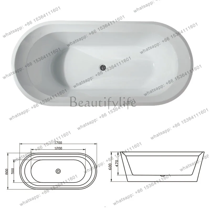 

Acrylic seamless butt independent 1.7 meters deepened widened bathtub