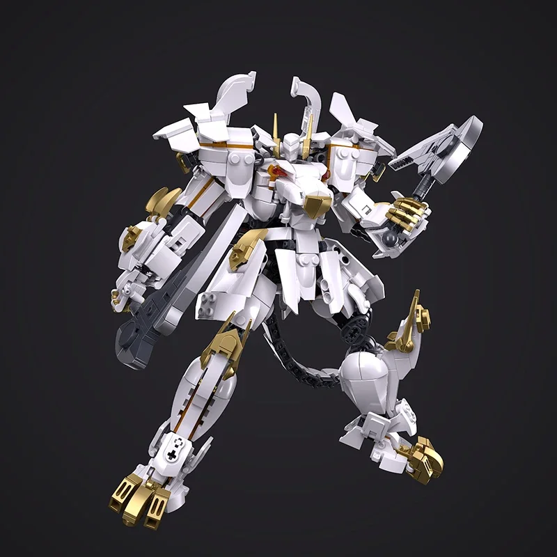 Tigre branco guerreiro brinquedo educativo para crianças, presente de aniversário Shanhaijing Mecha, modelo de montagem, bloco de construção ornamentos, novo