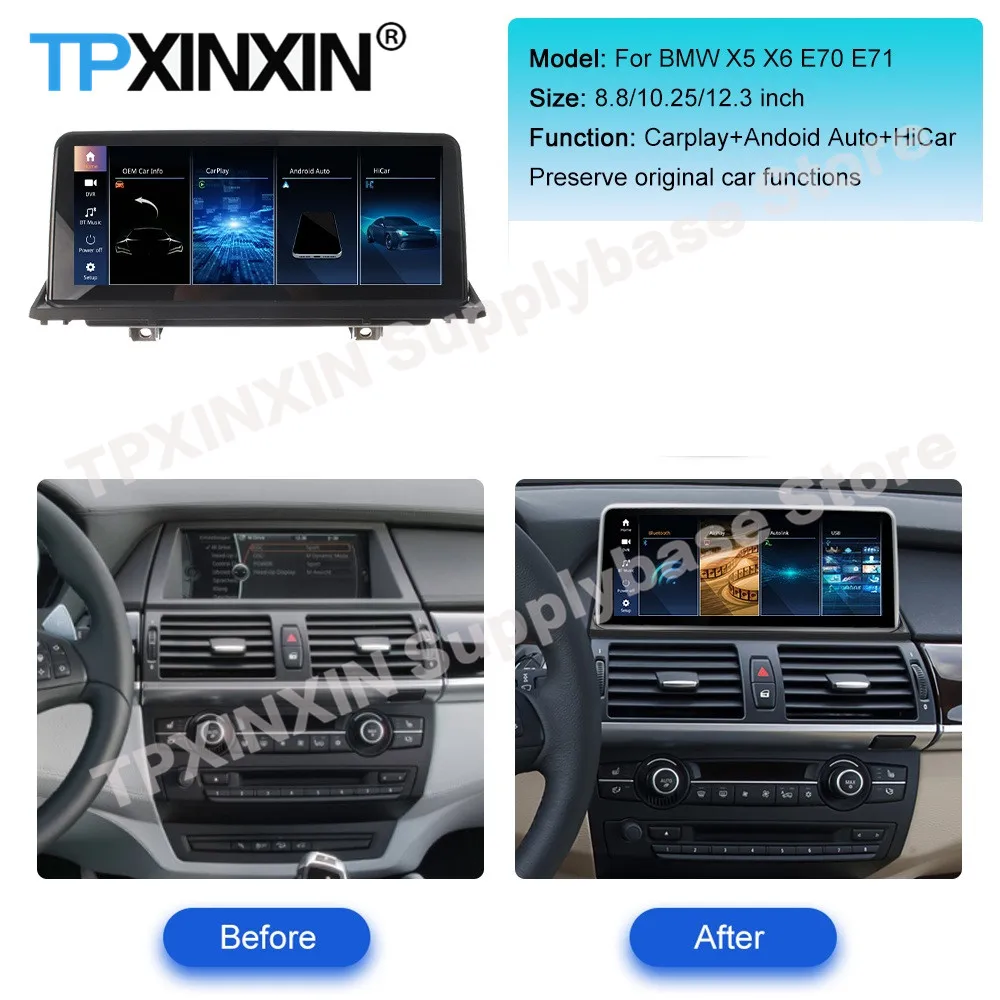 Wireless CarPlay Android Auto HiCar For BMW X5 X6 E70 E71 Upgrade The Original Car Mirror Link