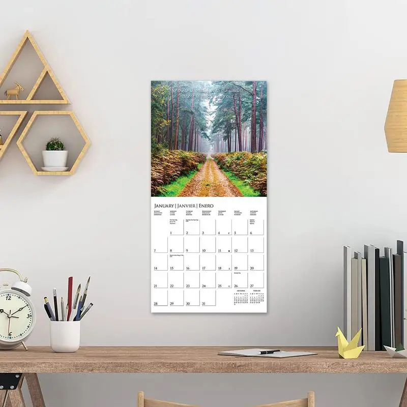 2024 In to the Woods Printed Wall Calendar Time Management Scheduler Planner Agenda Organizer Desktop Calendar Stationery