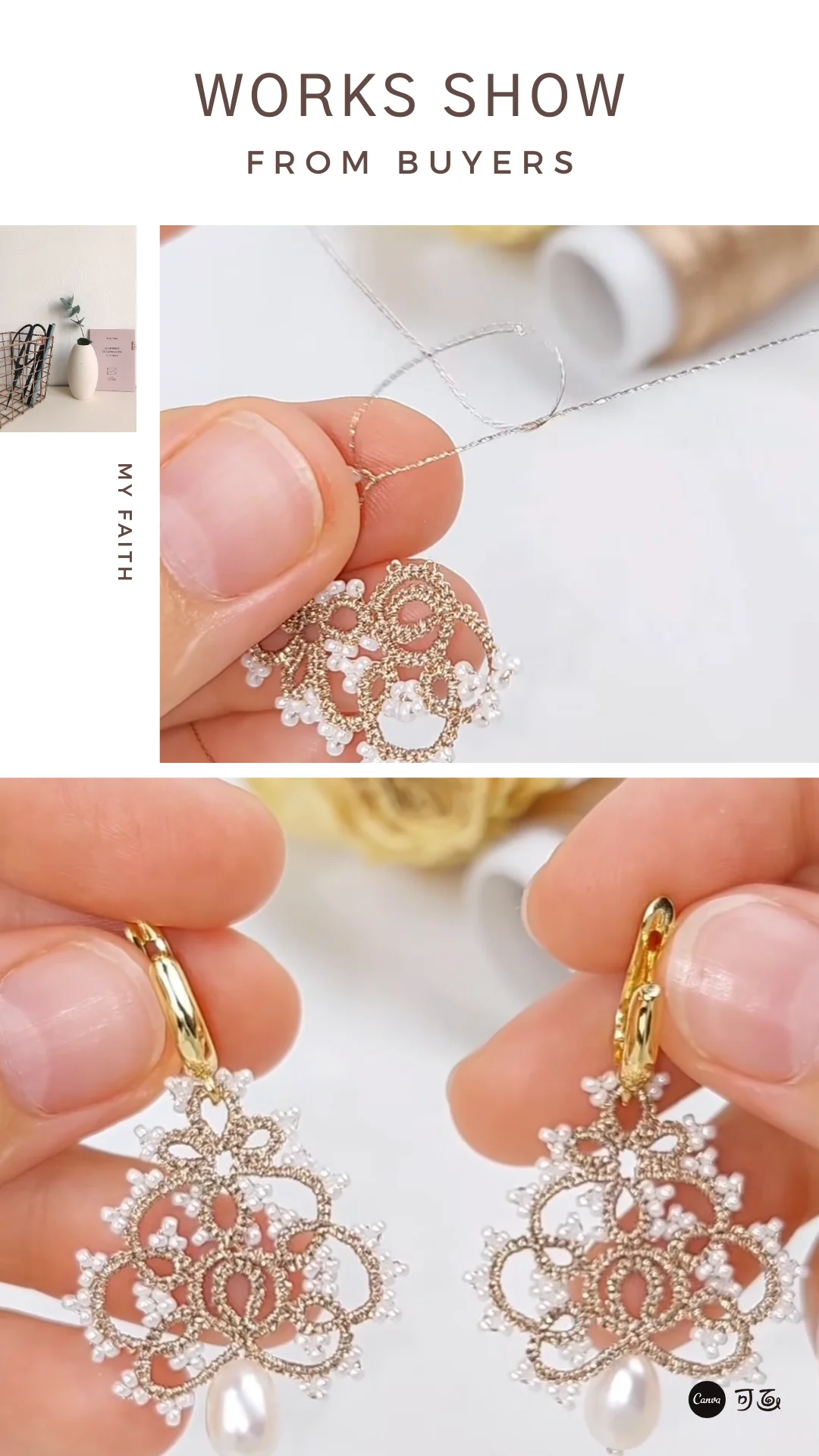 2026 Sanbest 3-fädiges Metallic-Filzgarn-Set für Shuttle-Tatting-Spitze, DIY handgemachtes Armband, Ohrringe, Makramee-Garn-Bastelset – Detail 16