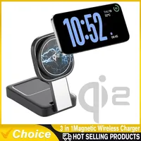 Qi2 15W Magnetic Wireless Charger Stand 3-in-1 Charging Stand For iPhone 16 15 14 Apple Watch AirPods For MagSafe Fast Charger