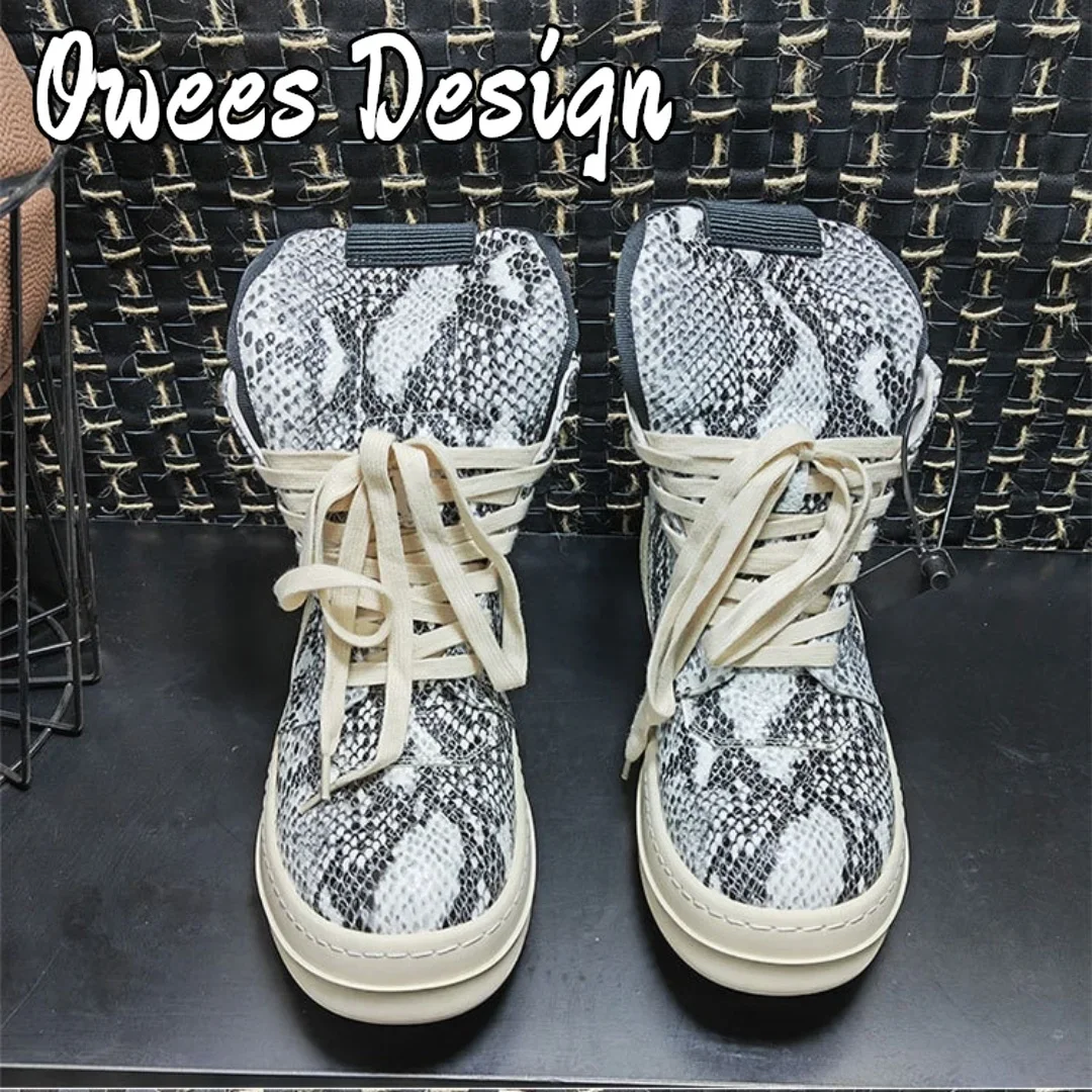 Owees تصميم روك الرجال حذاء رياضة جلد طبيعي النساء أحذية مفلكنة مثلث مقلوب Geobasket سميكة سوليد أحذية رياضية