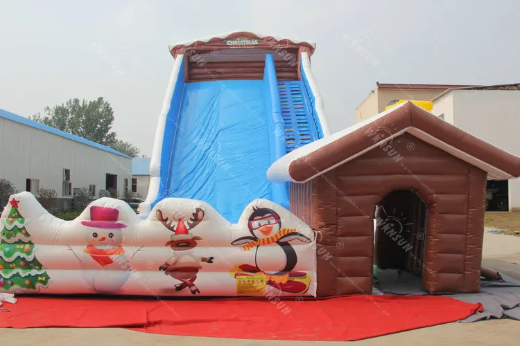 Inflatable Snow Tubing Slide, 10-15 Passengers, Commercial Winter Dry Slide, Outdoor Party Entertainment, Large Inflatable Slide