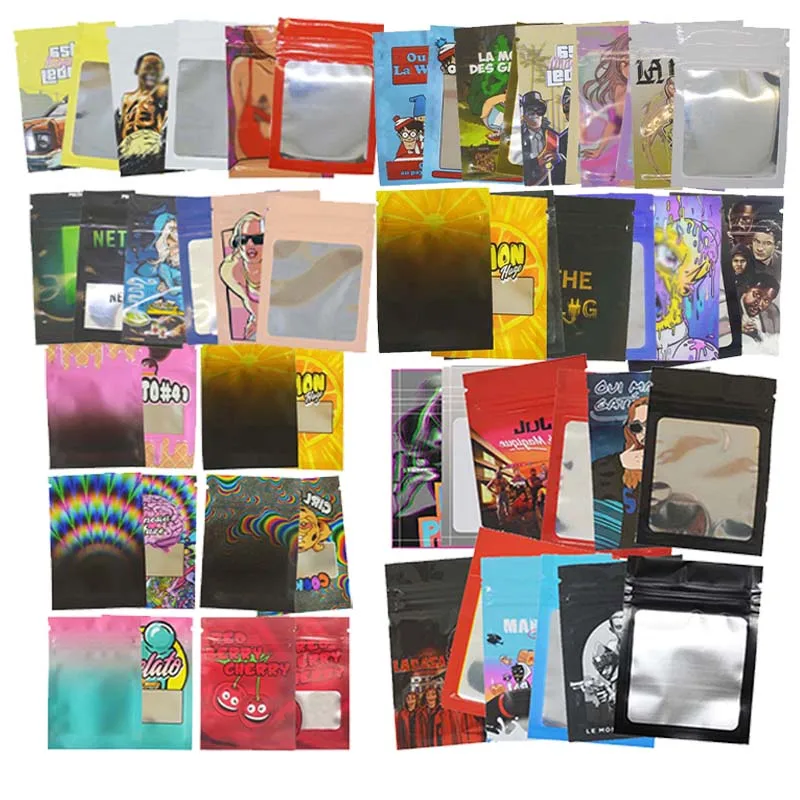 

7*10 Cm Cartoon Pattern Cookies Candy Packaging Bag 1g Custom Ziplock Pouches Waterproof Food Storage Mini Zip Foil Mylar Bags