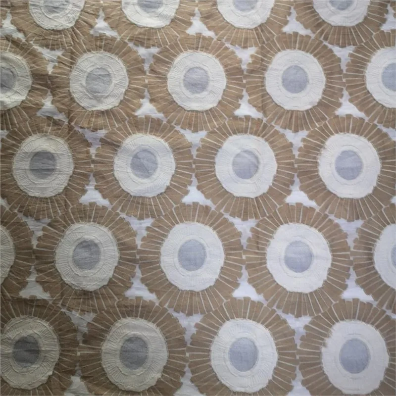 Cotton-linen geometric jacquard fabric polyester-cotton circle wheel cut for dress fashion