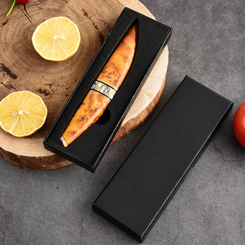 2.8 Inch Paring Knife With Cover 3-layers Clad SKD11 Steel Core Blade Barbecue Peeling Cleaver Handmade Forged Kitchen Knives