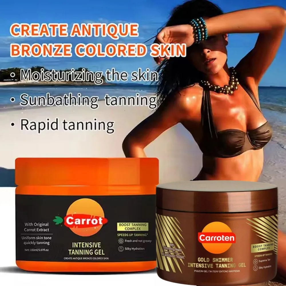 Carroten Intensive Tanning Gel, Fast Absorb Moisturizing Sun Tan Accelerator Lotion,Natural Bronze Tanning Cream for Face & Body