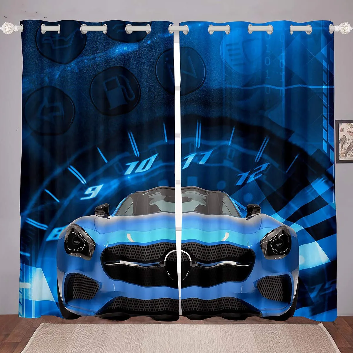 

2 panels Cool Car Sports Car print Curtains for Bedroom Living Room Floor-to-ceiling Window Kitchen Blinds cortinas Grommet Top