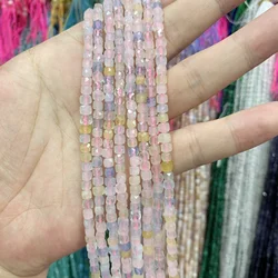 4mm Faceted Cube Bead Natural Morganite Amazonite Loose Beads DIY for Bracelet Necklace Jewelry Making Beads Accessories