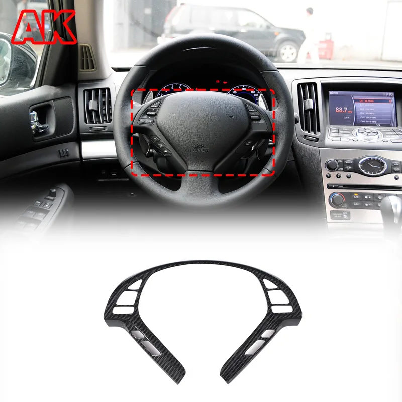 

For Infiniti G Series 2007-2013 Real Carbon Fiber Car Steering Wheel Button Trim Frame Car Interior Accessories
