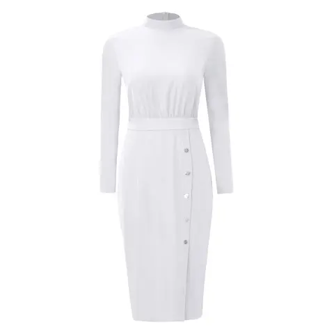Women Long Sleeve Zipper Elastic Waist Zipper Nurse Scrub Dress with Pockets Doctor Beautician Medical Uniform Spa Workwear