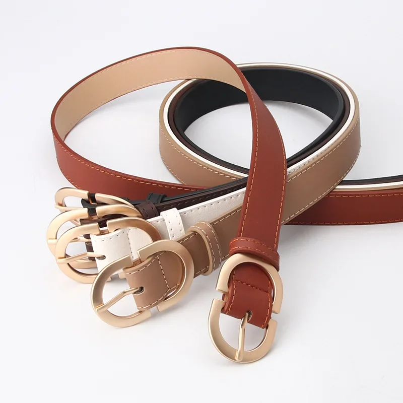 Fashion Pu Leather Waist Belts Women for Jeans Double D Buckle Ladies Belt for Dresses 10 Colors Available Wild Waistband Ladies