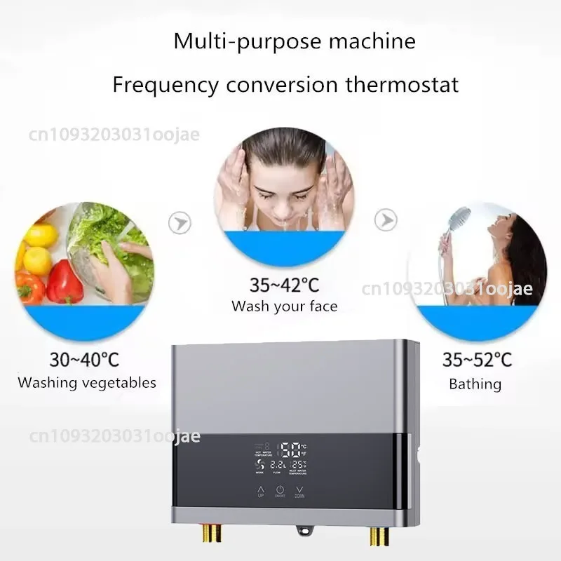 110V 220V Water Heater Electric,Instant Hot Water Heater With Remote Control,Water Temperature Regulating Valve LCD Touch Screen