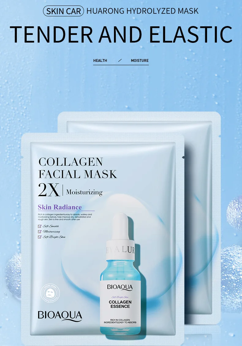 20 Stück BIOAOUA Centella Kollagen Gesichtsmaske Feuchtigkeitsspendende Erfrischende Tuchmasken Hyaluronsäure Gesichtsmaske Hautpflegeprodukte – Detail 1