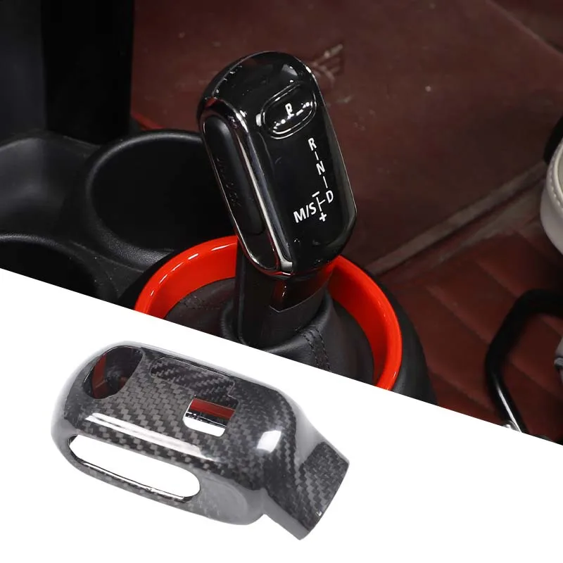 1piece set Real Carbon Fiber For BMW Mini F54 F55 F56 F57 F60 2020-2023  Car Car Gear Shift Knob Cover Sticker Car Accessories