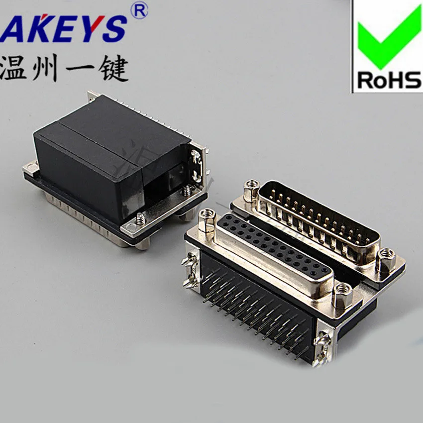 DB25P 90° DR9 VGA Dbhead Double Layer 25 Male To Female Spacing 15.88 /19.05 Double Row Male/Female Lug