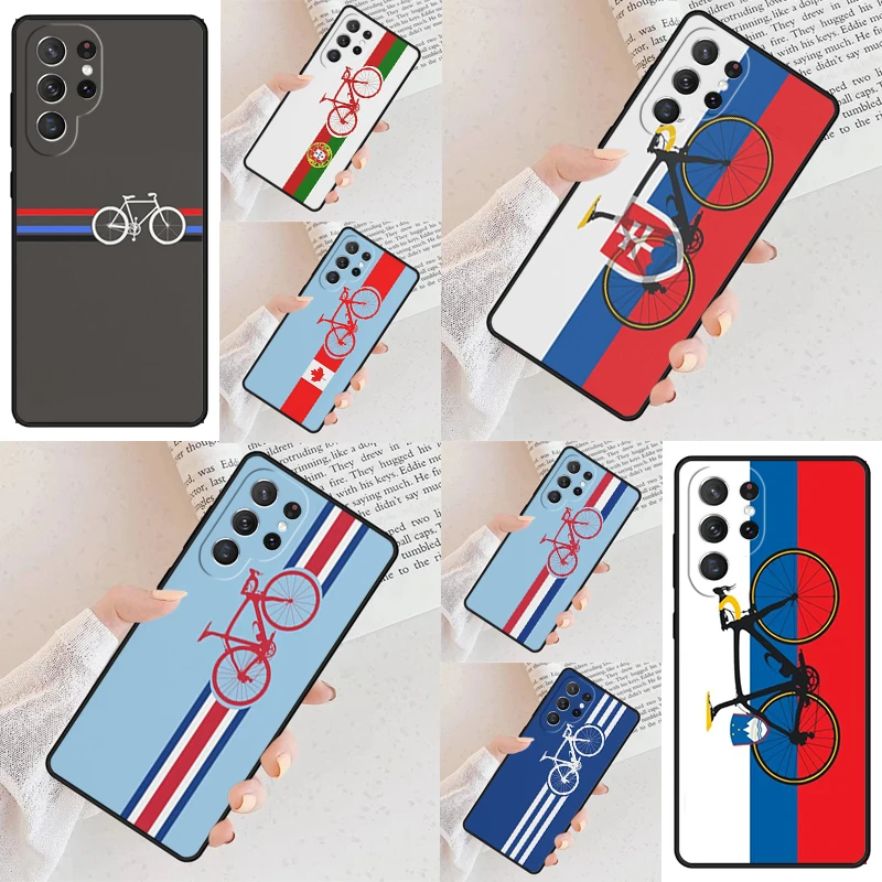 Bike Stripes Slovakia Croatia Slovenia Phone Case For Samsung Galaxy S24 S23 S22 S21 Ultra S10 Note 10 Pro S20 Plus FE S9 Cover