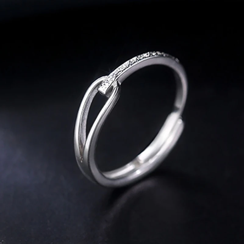 Foxanry Minimalist Silver Color Engagement Rings for Women Couple Korean Trendy Elegant Geometric Handmade Bride Jewelry