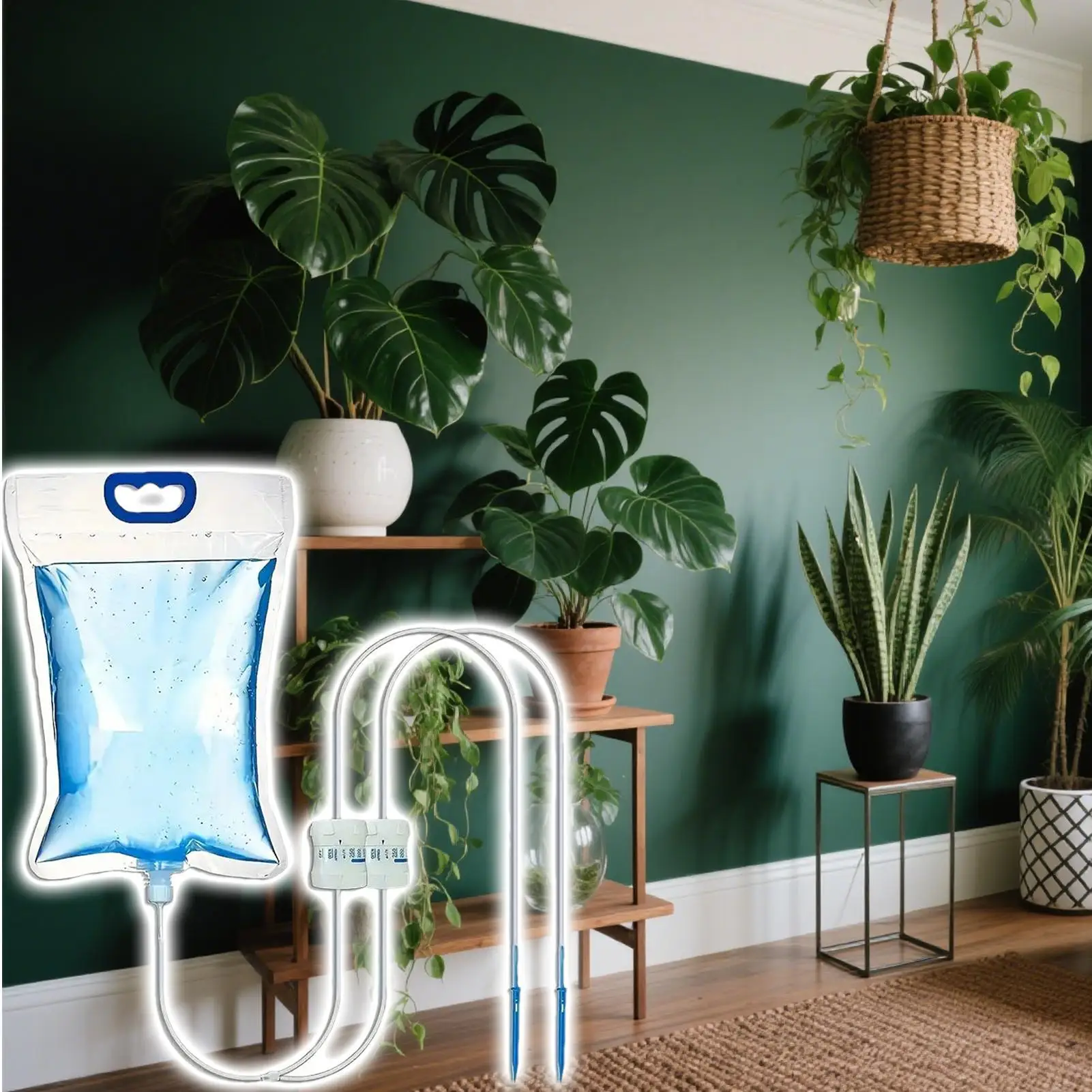 

Watering Bags For Plants 5.2L Auto Flower Drip Irrigation Bag Adjustable Hangable For Workplace Flowerbed Garden Raised Bed