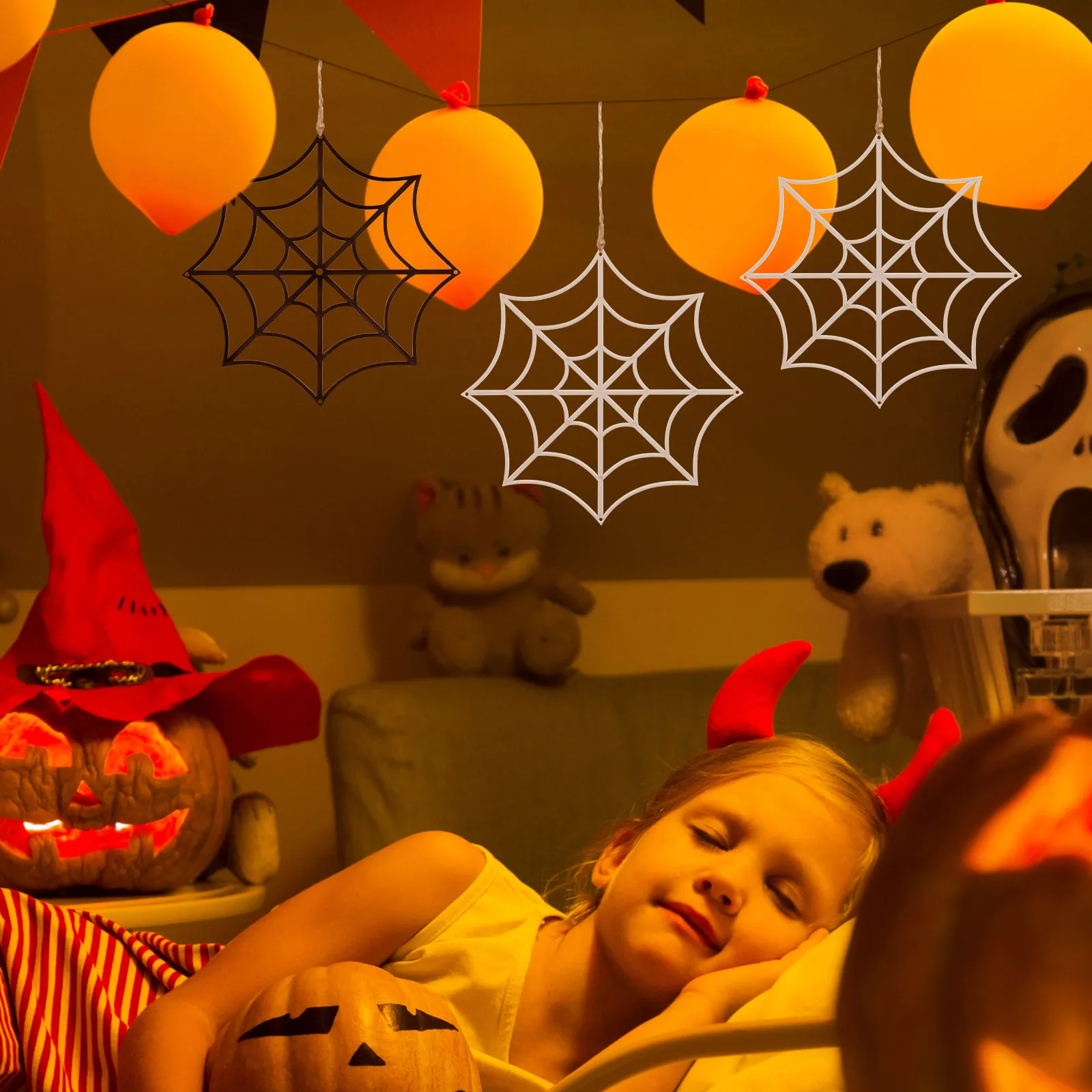 

12pcs Spider Web Decorations Halloween Cobwebs Fun Party Ornaments Plastic Decorative Webs For Kids Prank Props Garden Home