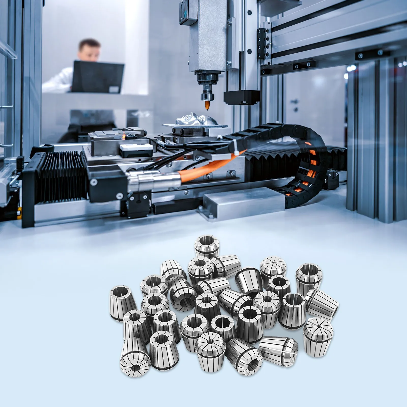 

BYMAOCAR 29 PCS ER40 Precision Spring Collet Set, Stable Clamping Force for CNC, Milling & Engraving Machines
