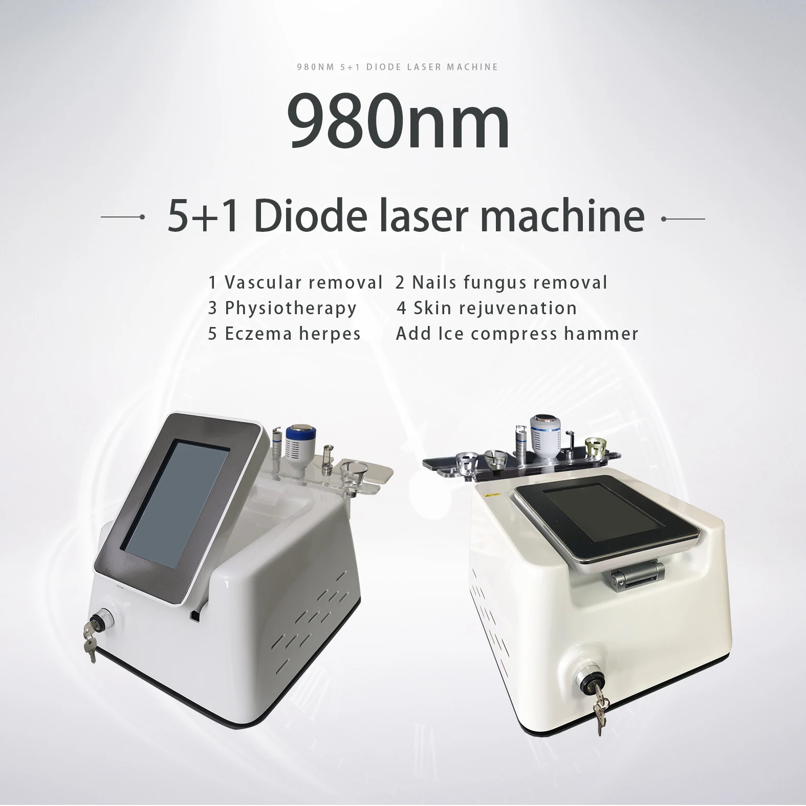 Professional 5 In 1 Spider Veins Removal 980nm Diode Laser Onychomycosis Nail Fungus Treatment Device Vascular Vein Laser Diode