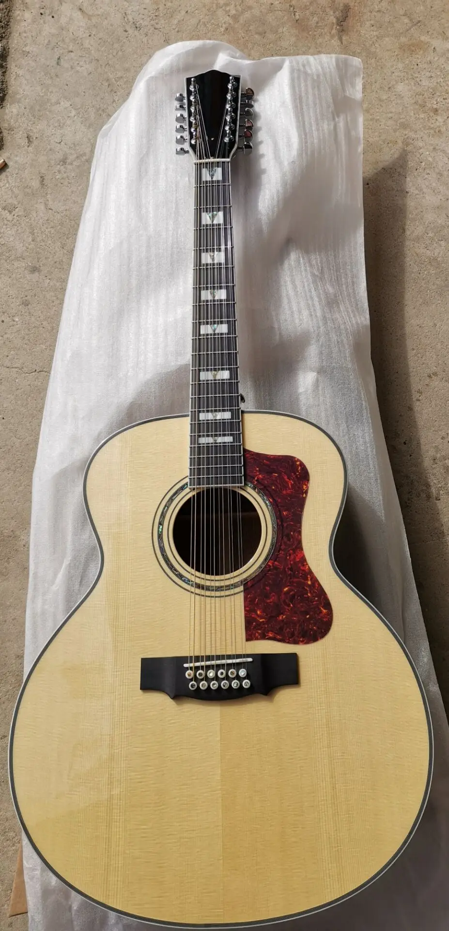 all solid wood acoustic handmade Guild style,AAAA all solid guitar F-512 natural finish 6 string guitar