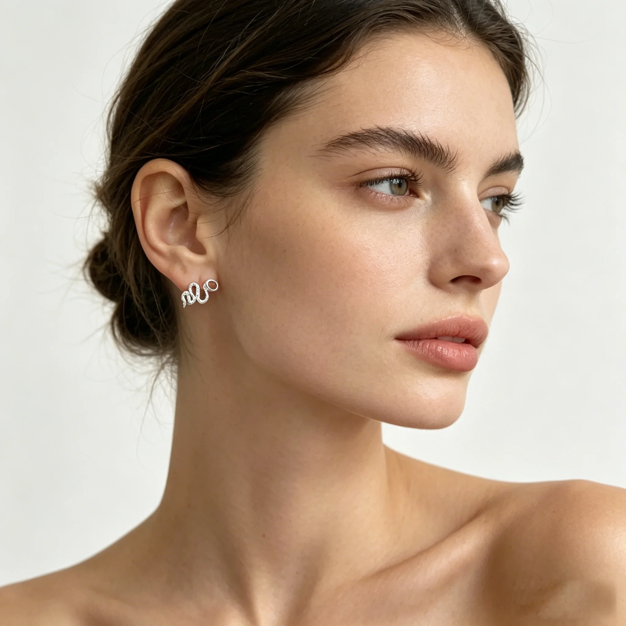 Stainless Steel Golden Textured Intersect Snake Earrings for Women Fashion Currents New Ear Jewelry Lady Gift Party Street Style