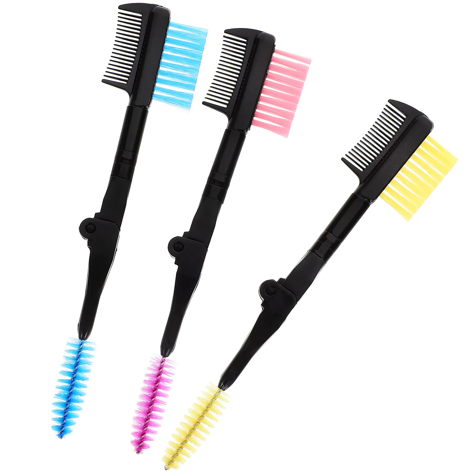 3 個のダブルヘッド眉毛ブラシセット折りたたみ式まつげコームツールプレミアム素材ポータブルデザイン女性女の子のための日常使用