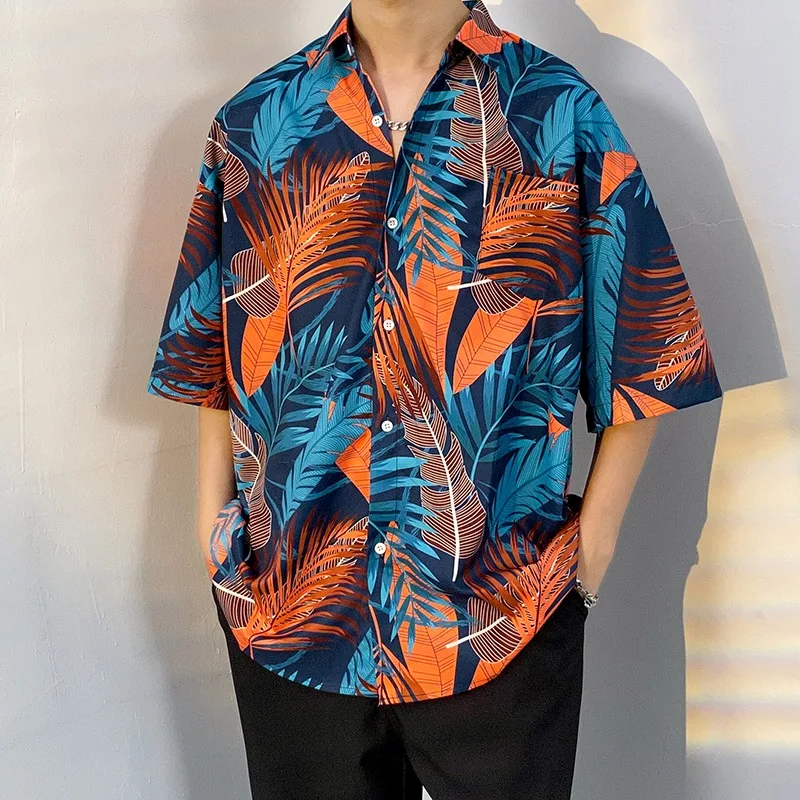 2024 Summer New Flower Shirt Short Sleeved Men's Hainan Island Leisure Beach Suit