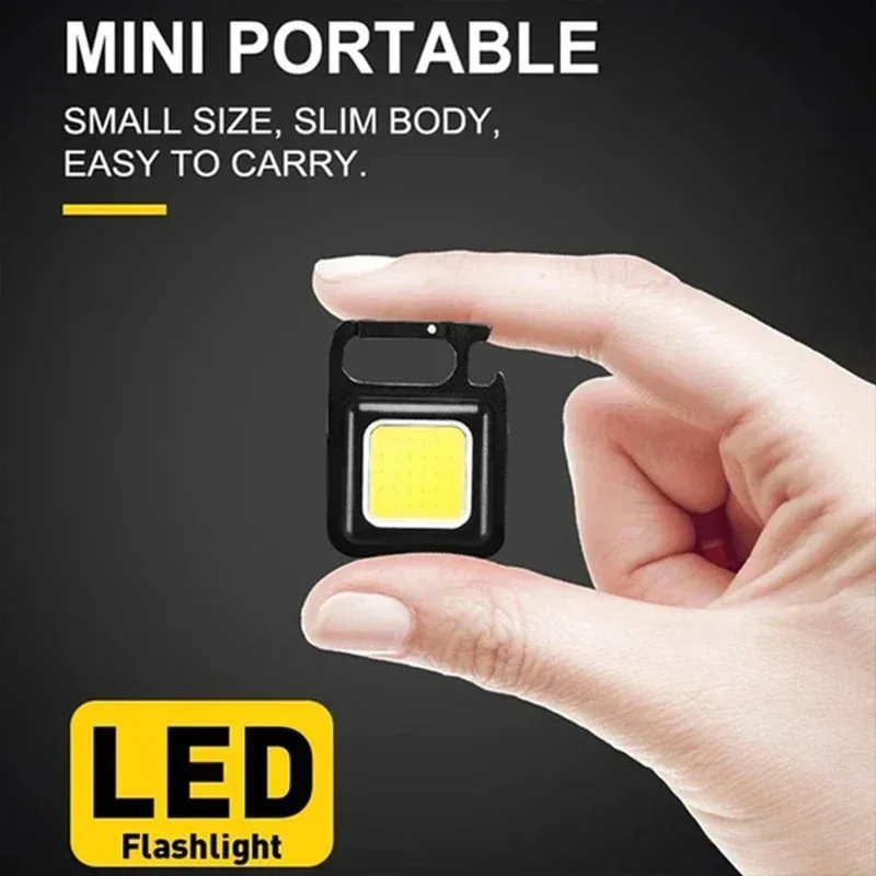 Super Bright Mini COB Keychain Portable Light Flashlight Charging Lamp Camping Lights with Magnet 3 Lighting Modes Forwork Light