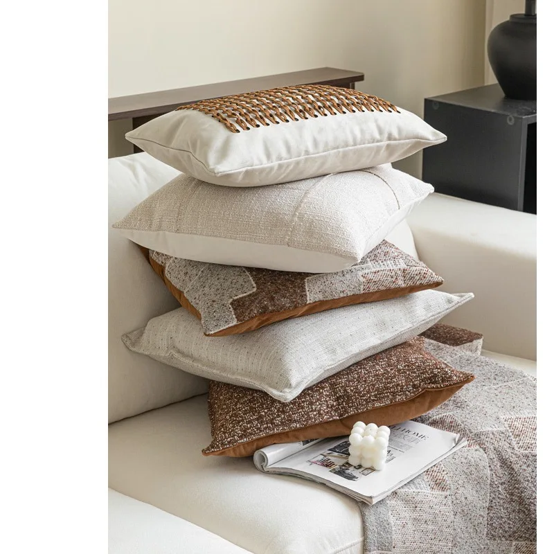 Caramel Color Pillows Retro Texture Cushion Case Geometric Decorative Pillow Cover For Sofa Chair Home Decorations