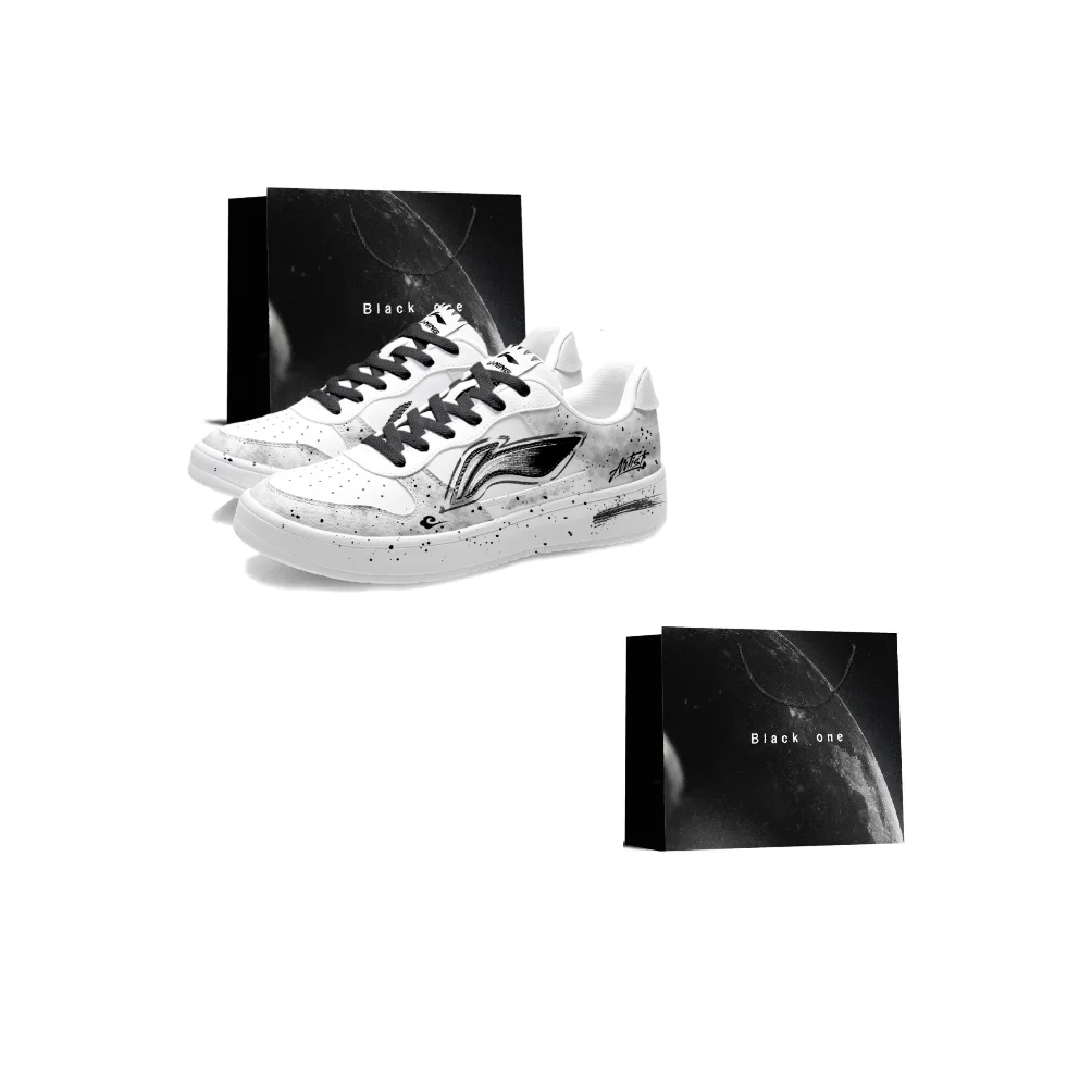 Li Ning Floating Boat Slip Resistant, Abrasion Resistant, Lightweight Low top Skateboard Shoes Men's AGCS419-1(Team675- ）