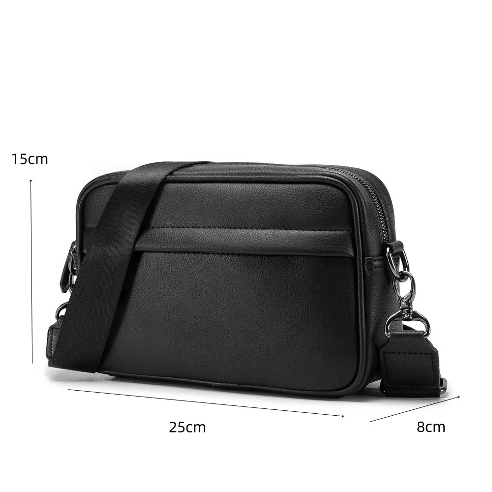 Fashion Men\'s Crossbody Bag PU Leather Shoulder Bags Men Simple Solid Shoulder Messenger Bag Male Cross Body Handbags Mens Purse